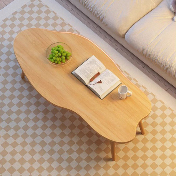 Modern Minimalist Metal & Wood Irregular Cloud-Shaped Coffee Table For Living Room