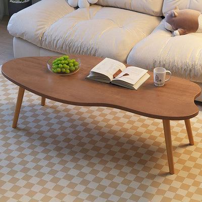Modern Minimalist Metal & Wood Irregular Cloud-Shaped Coffee Table For Living Room