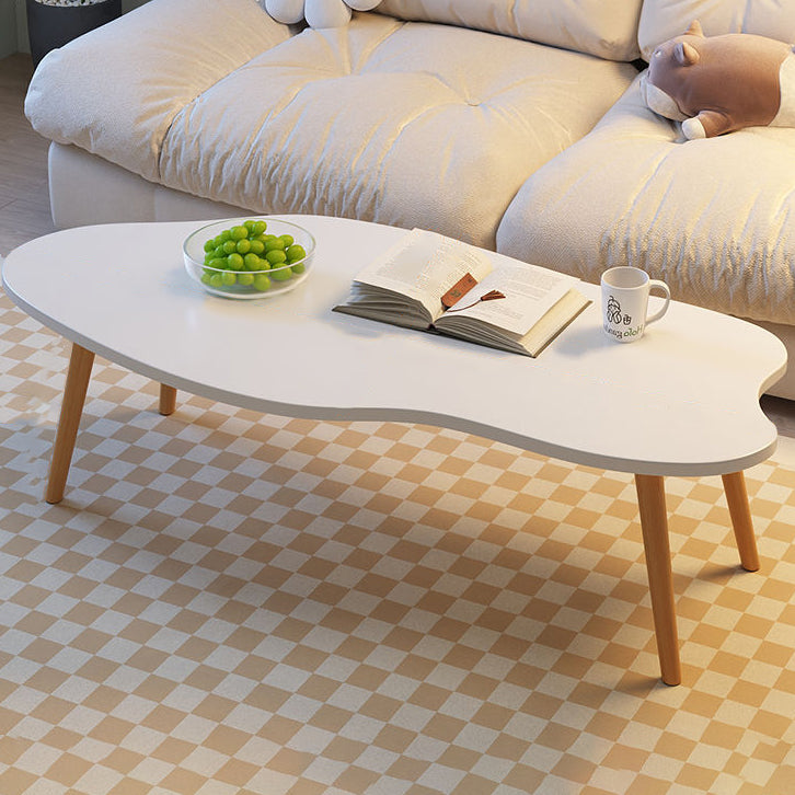Modern Minimalist Metal & Wood Irregular Cloud-Shaped Coffee Table For Living Room