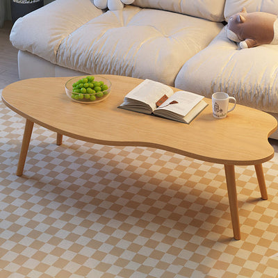 Modern Minimalist Metal & Wood Irregular Cloud-Shaped Coffee Table For Living Room
