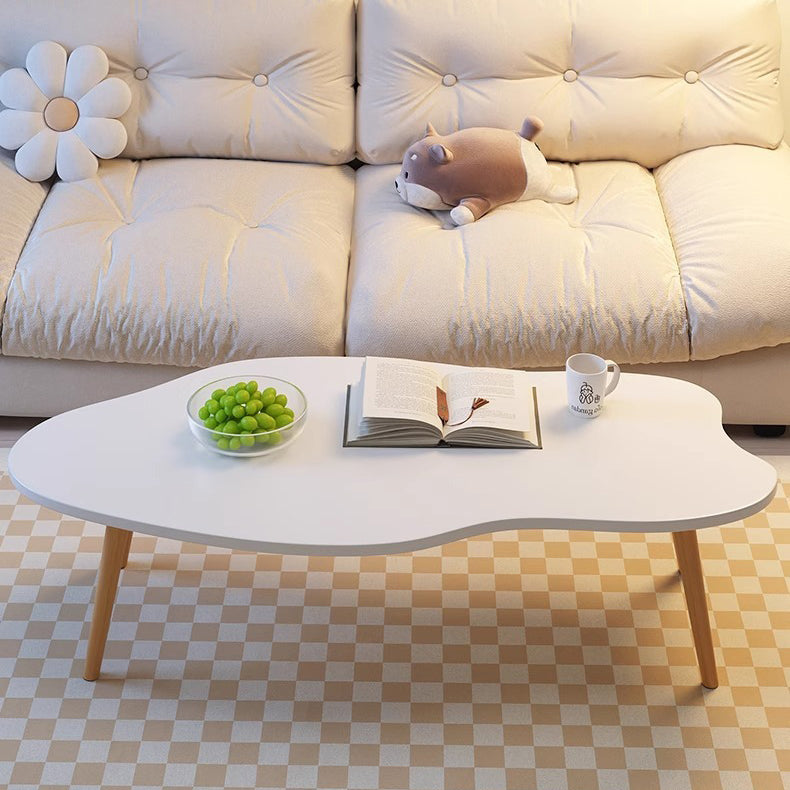 Modern Minimalist Metal & Wood Irregular Cloud-Shaped Coffee Table For Living Room