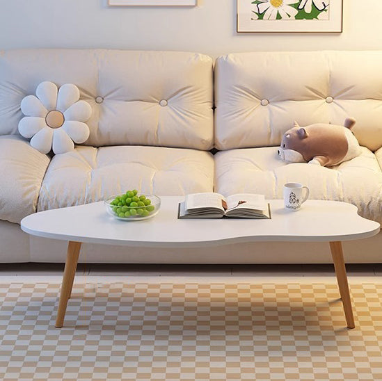 Modern Minimalist Metal & Wood Irregular Cloud-Shaped Coffee Table For Living Room