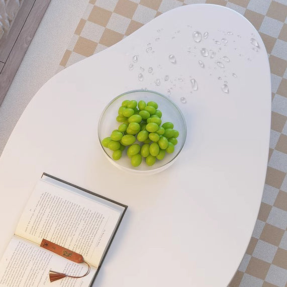 Modern Minimalist Metal & Wood Irregular Cloud-Shaped Coffee Table For Living Room