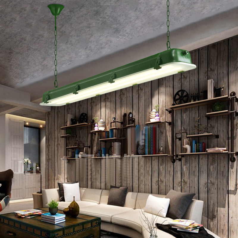 Contemporary Industrial Iron Rectangular LED Island Light Chandelier For Dining Room