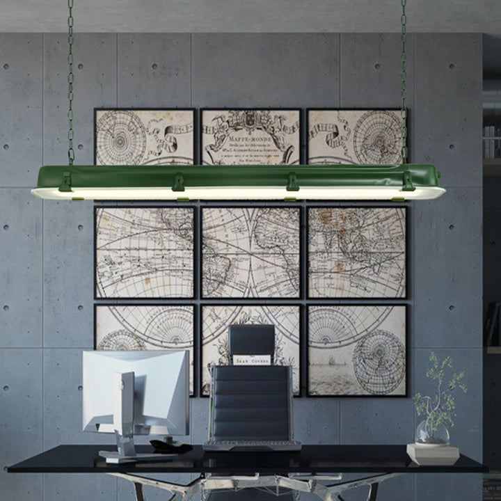 Contemporary Industrial Iron Rectangular LED Island Light Chandelier For Dining Room