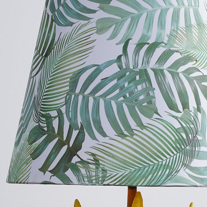 Contemporary Creative Round Bird Base Fabric Resin 1-Light Table Lamp For Bedroom