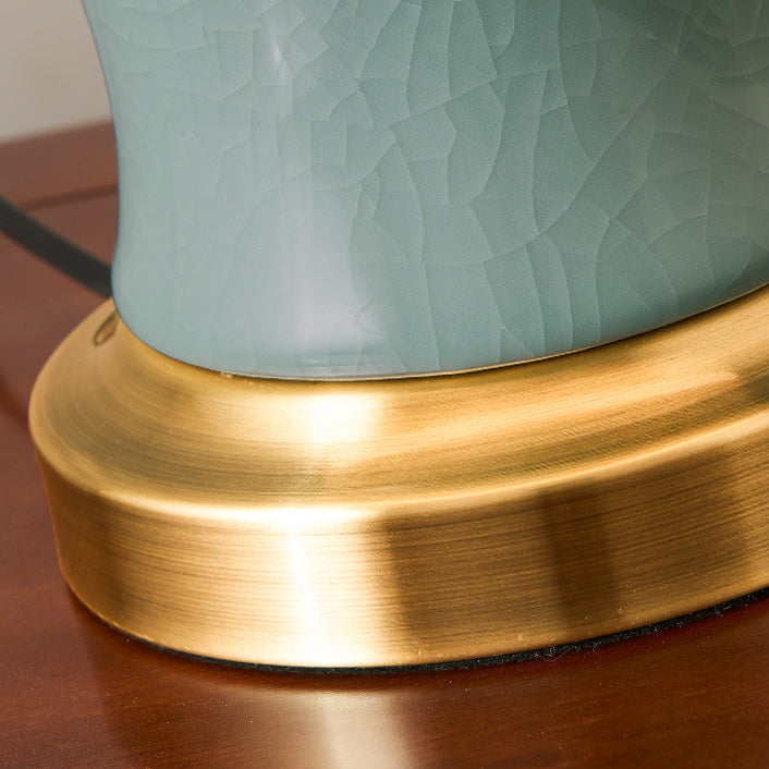 Lampe de table 1 lumière à base elliptique en tissu céramique nordique contemporain pour chambre et salon 