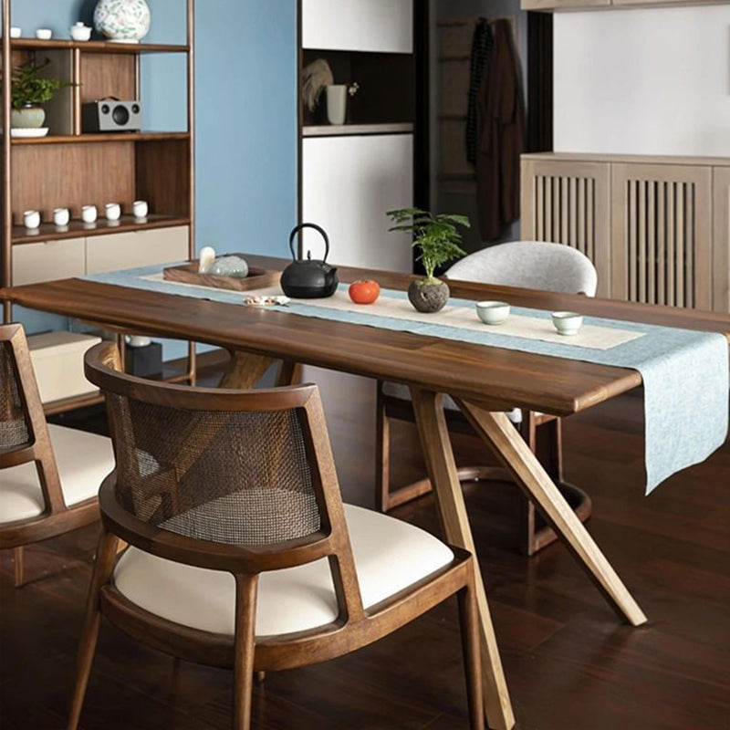 Traditioneller Vintage-Mikrofaserleder-, Holz- und Rattan-Kurven-Esszimmerstuhl für Esszimmer, Wohnzimmer und Schlafzimmer 