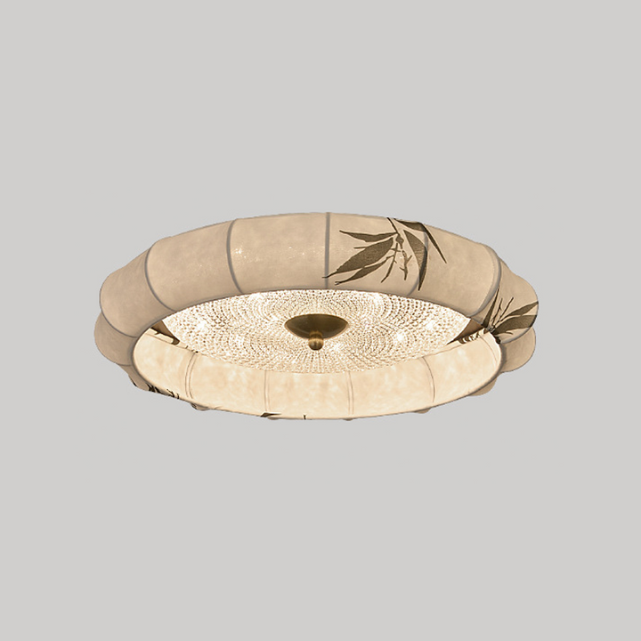 Plafonnier LED rond encastré en alliage de fer et de zinc, tissu acrylique, en chinois traditionnel, pour chambre à coucher 