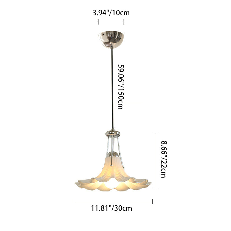 Zeitgenössische skandinavische Magnolienblumen-Hardware-Keramik 1-Licht-Pendelleuchte für das Wohnzimmer 