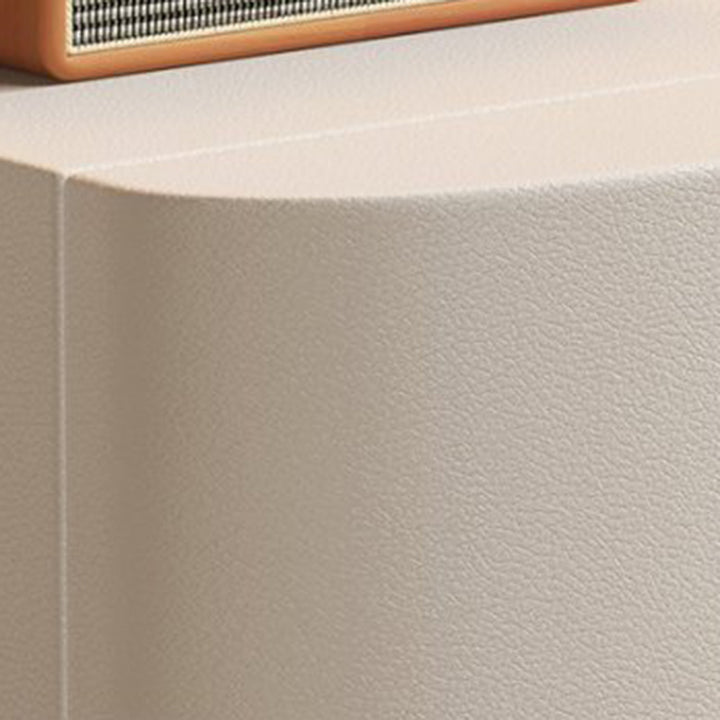Contemporary Creative Solid Wood Microfiber Leather Rounded Square Nightstand 2-Drawer For Bedroom