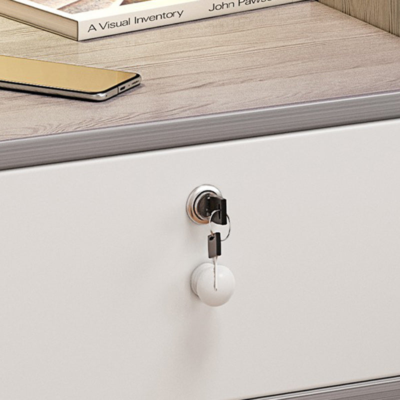 Table de chevet carrée arrondie en bois et métal minimaliste moderne avec 1/2 tiroirs pour chambre 
