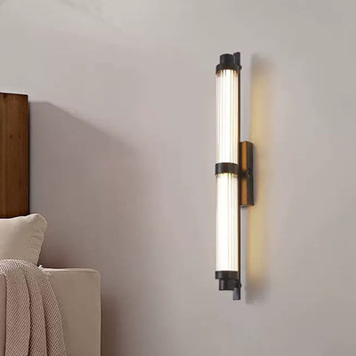 Modern Minimalist Iron Glass Cylinder Rectangle LED Wall Sconce Lamp For Living Room