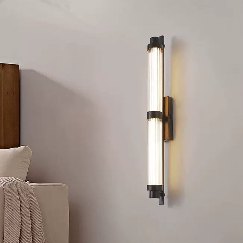 Modern Minimalist Iron Glass Cylinder Rectangle LED Wall Sconce Lamp For Living Room