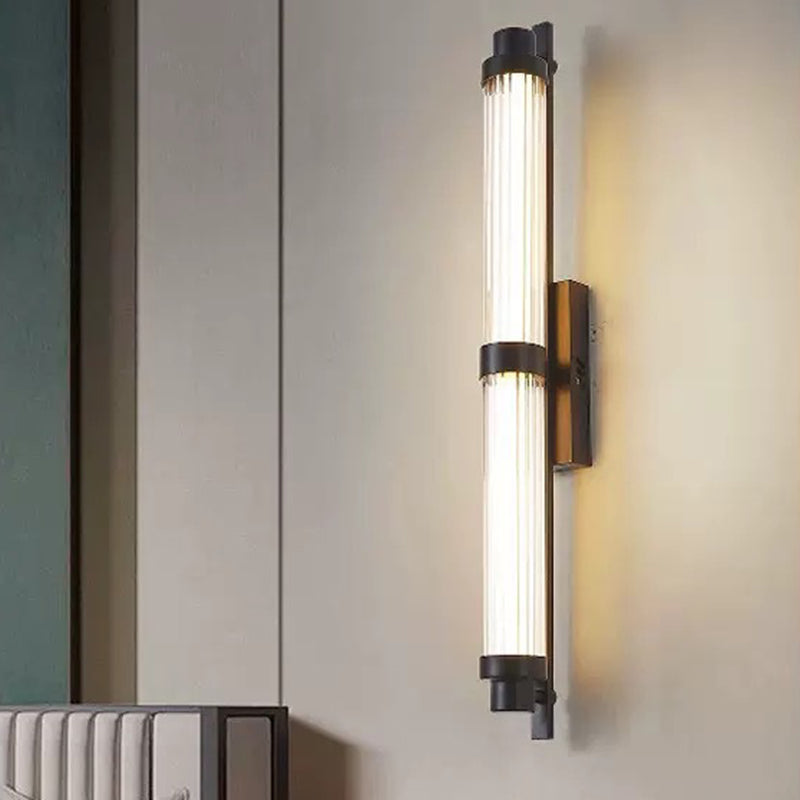 Modern Minimalist Iron Glass Cylinder Rectangle LED Wall Sconce Lamp For Living Room