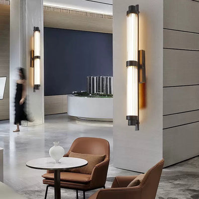 Modern Minimalist Iron Glass Cylinder Rectangle LED Wall Sconce Lamp For Living Room