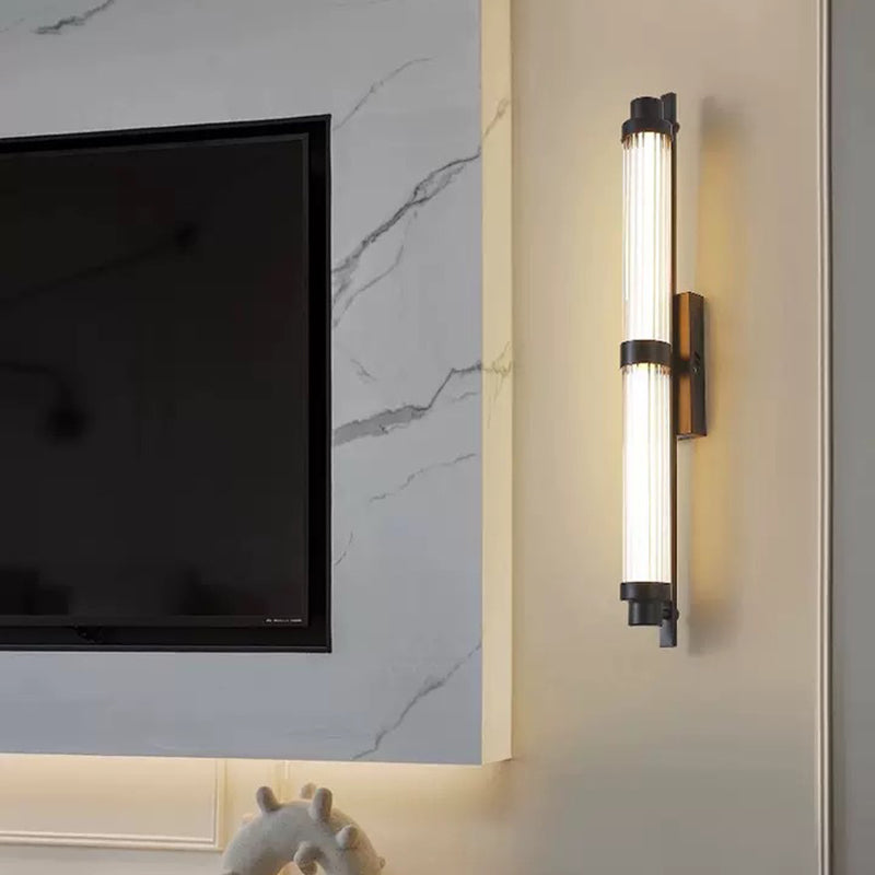 Modern Minimalist Iron Glass Cylinder Rectangle LED Wall Sconce Lamp For Living Room