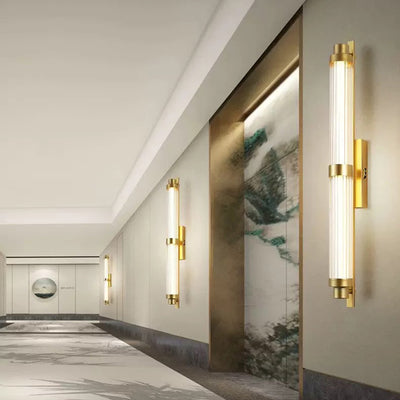 Modern Minimalist Iron Glass Cylinder Rectangle LED Wall Sconce Lamp For Living Room