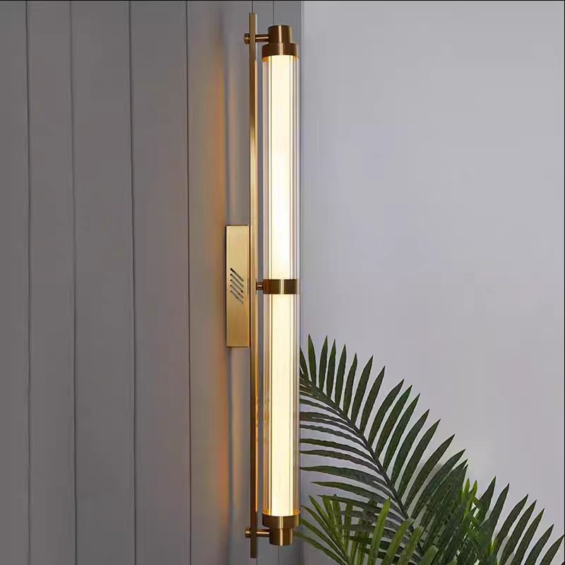 Modern Minimalist Iron Glass Cylinder Rectangle LED Wall Sconce Lamp For Living Room