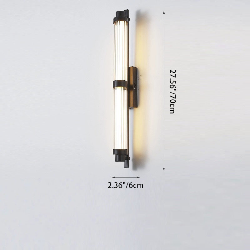 Modern Minimalist Iron Glass Cylinder Rectangle LED Wall Sconce Lamp For Living Room