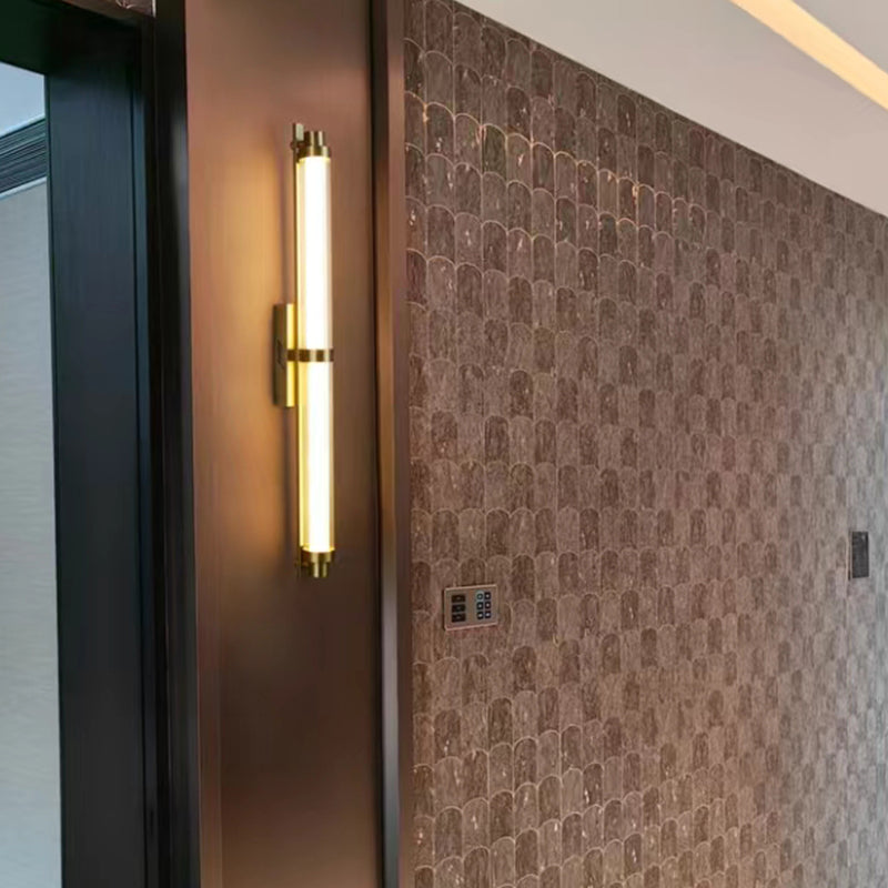 Modern Minimalist Iron Glass Cylinder Rectangle LED Wall Sconce Lamp For Living Room