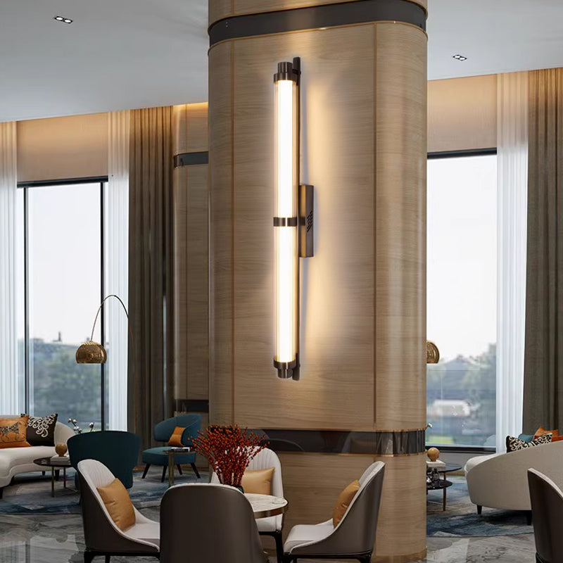 Modern Minimalist Iron Glass Cylinder Rectangle LED Wall Sconce Lamp For Living Room