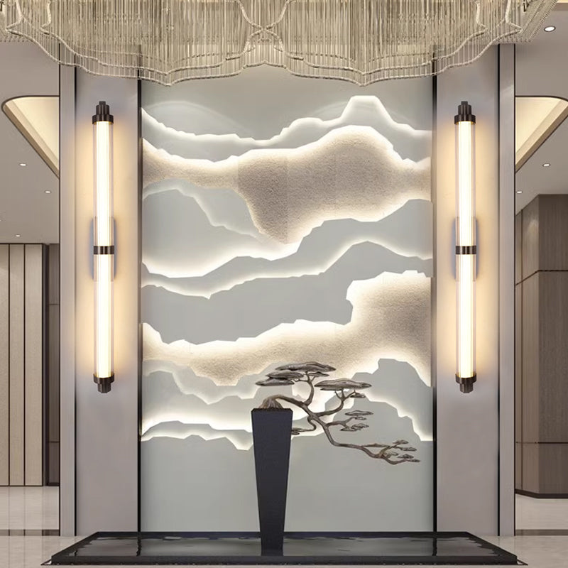 Modern Minimalist Iron Glass Cylinder Rectangle LED Wall Sconce Lamp For Living Room