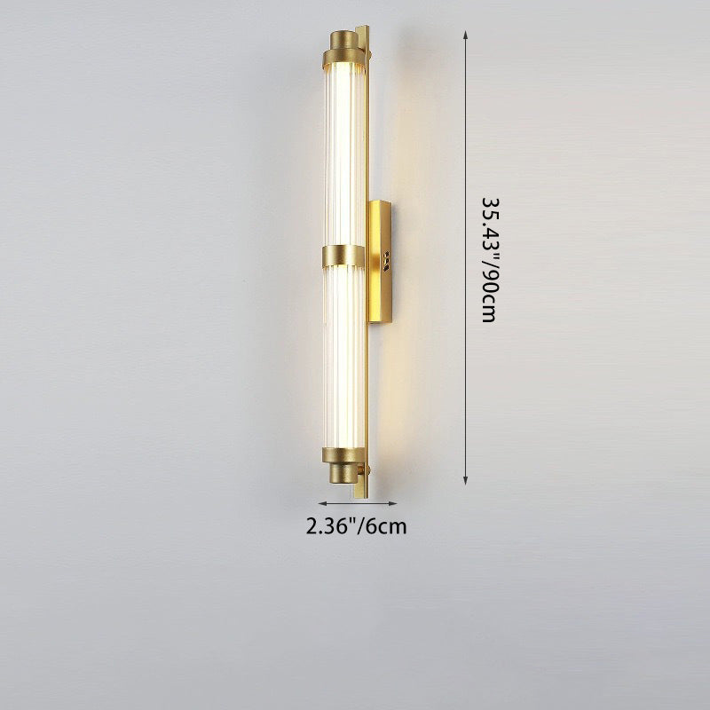 Modern Minimalist Iron Glass Cylinder Rectangle LED Wall Sconce Lamp For Living Room