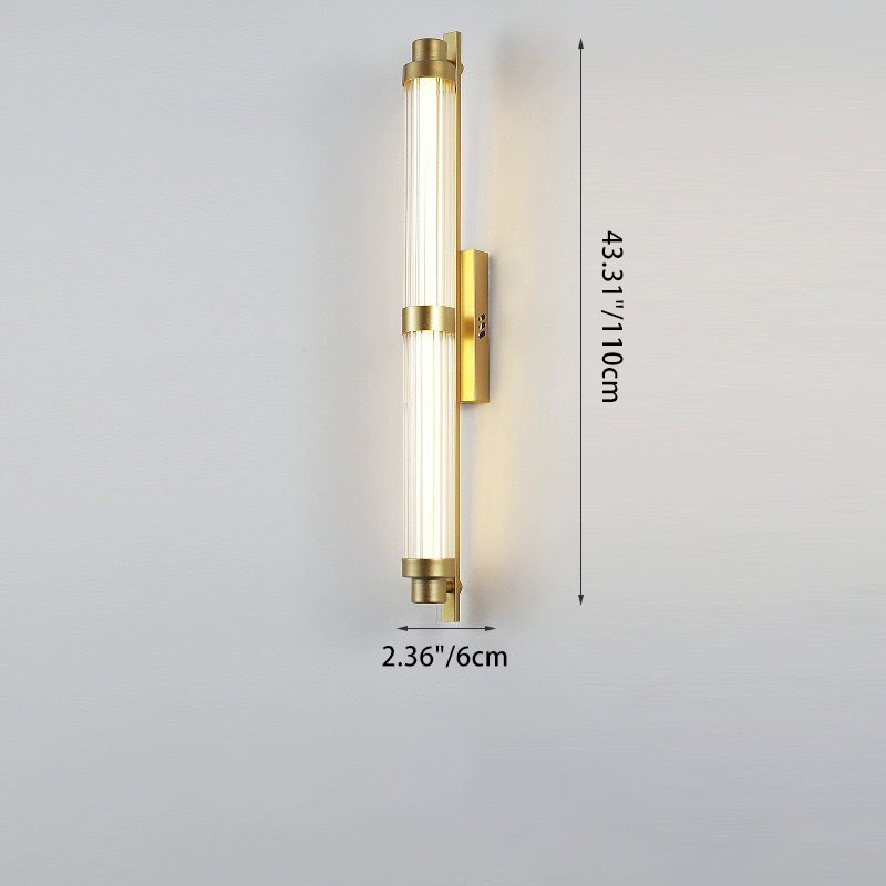 Modern Minimalist Iron Glass Cylinder Rectangle LED Wall Sconce Lamp For Living Room
