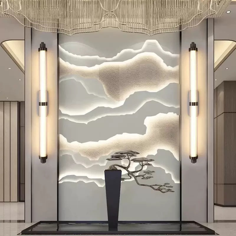 Modern Minimalist Iron Glass Cylinder Rectangle LED Wall Sconce Lamp For Living Room