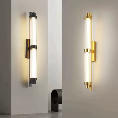 Modern Minimalist Iron Glass Cylinder Rectangle LED Wall Sconce Lamp For Living Room
