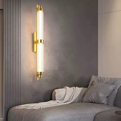 Modern Minimalist Iron Glass Cylinder Rectangle LED Wall Sconce Lamp For Living Room