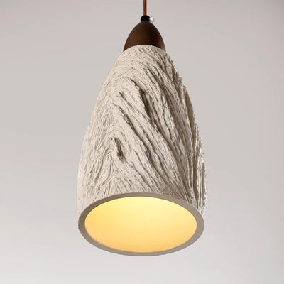 Traditional Japanese Cement Solid Wood Cylindrical Round 1-Light Pendant Light For Living Room