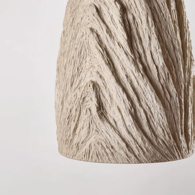 Traditional Japanese Cement Solid Wood Cylindrical Round 1-Light Pendant Light For Living Room