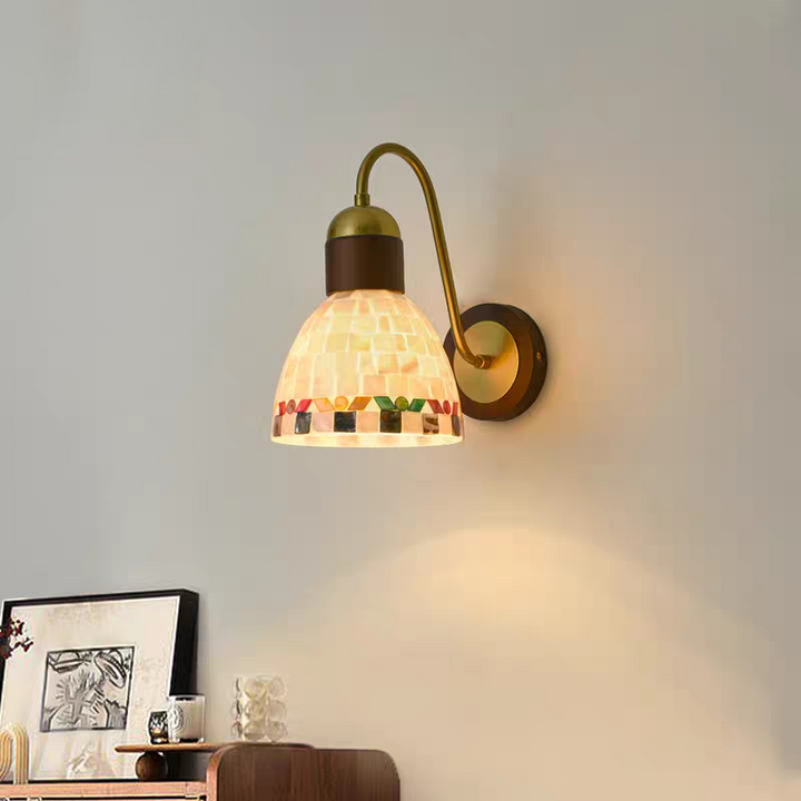 Traditional Vintage Walnut Wood Glass Round Globe 1-Light Wall Sconce Lamp For Living Room