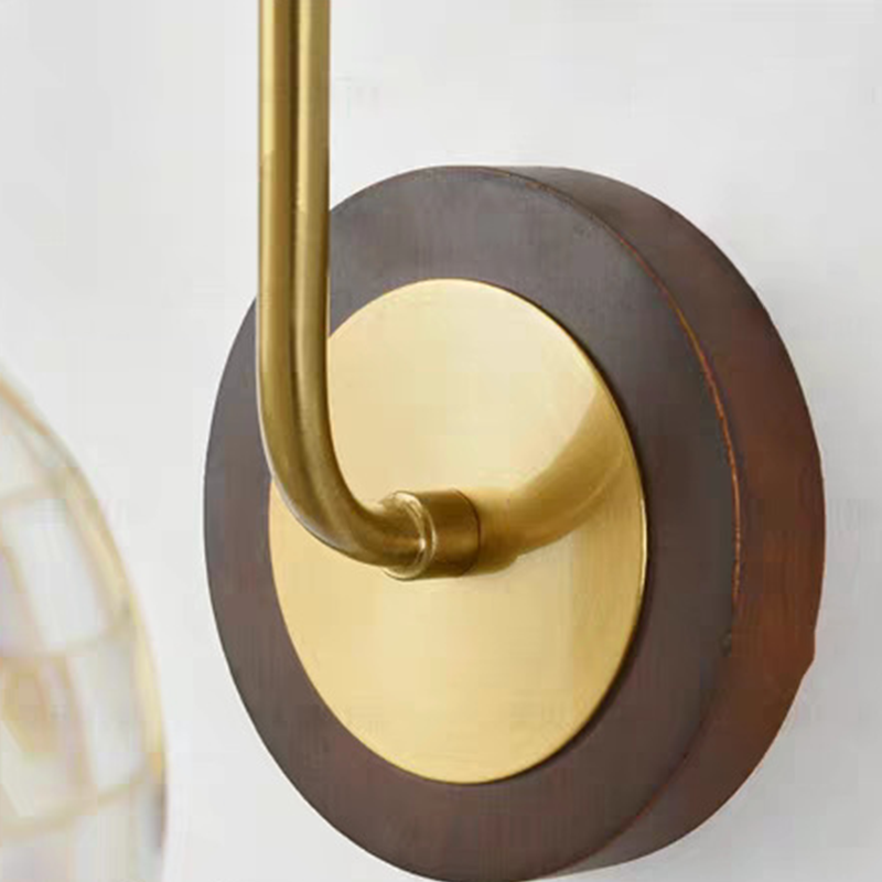 Traditional Vintage Walnut Wood Glass Round Globe 1-Light Wall Sconce Lamp For Living Room