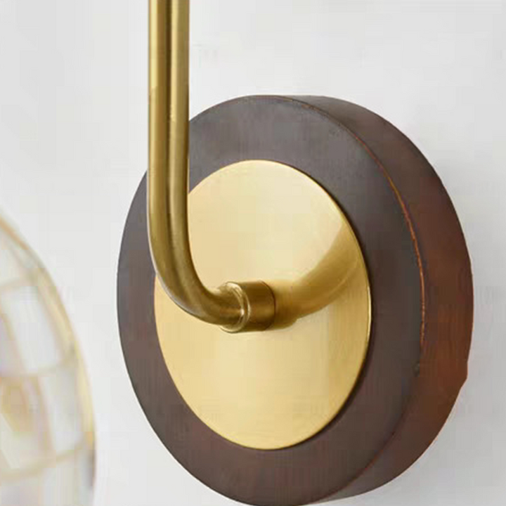 Traditional Vintage Walnut Wood Glass Round Globe 1-Light Wall Sconce Lamp For Living Room