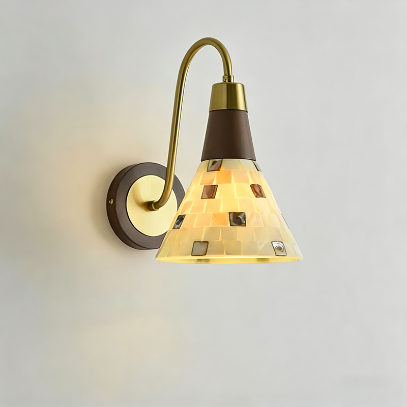 Traditional Vintage Walnut Wood Glass Round Globe 1-Light Wall Sconce Lamp For Living Room