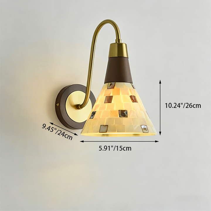 Traditional Vintage Walnut Wood Glass Round Globe 1-Light Wall Sconce Lamp For Living Room