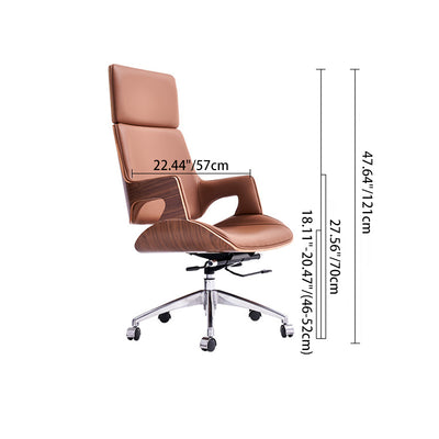Contemporary Nordic Leather Steel Aluminum Alloy Rectangular Desk Chair Adjustable Height Rotating With Headrest Backrest Armrests For Home Office And Study