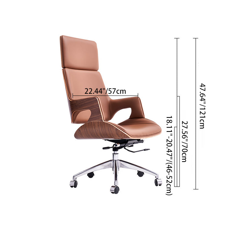Contemporary Nordic Leather Steel Aluminum Alloy Rectangular Desk Chair Adjustable Height Rotating With Headrest Backrest Armrests For Home Office And Study