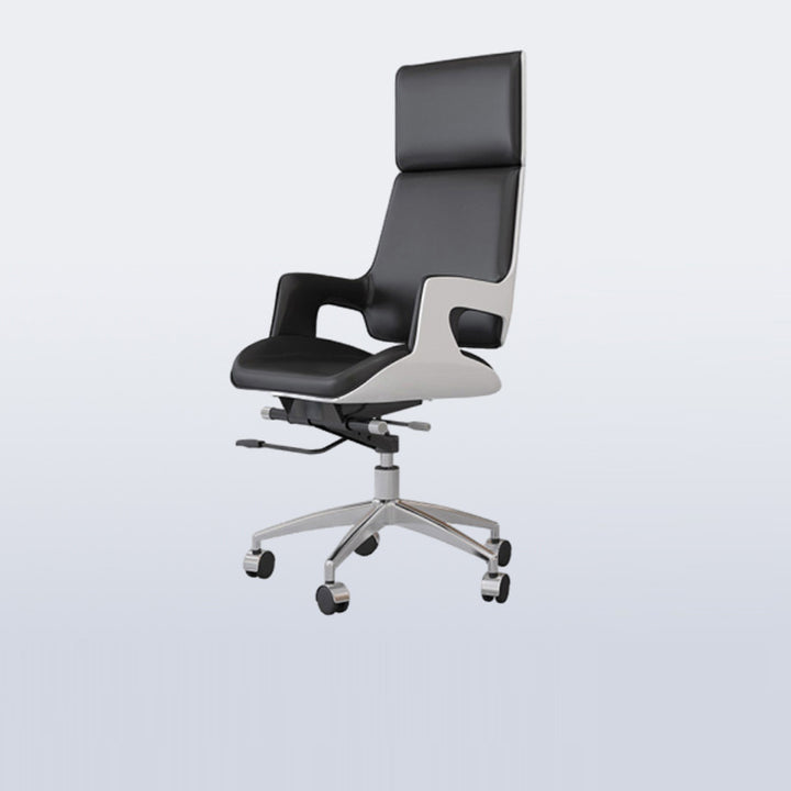 Contemporary Nordic Microfiber &amp; Genuine Leather Steel Aluminum Alloy Rectangular Desk Chair Adjustable Height Rotating With Headrest Backrest Armrests For Home Office And Study