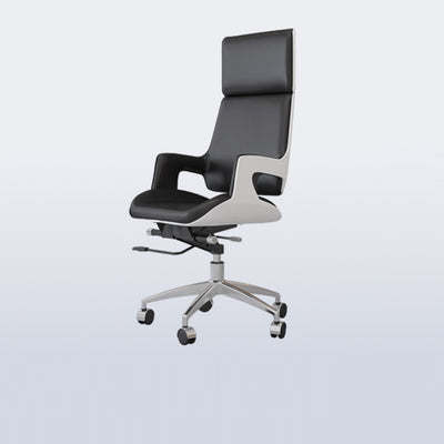 Contemporary Nordic Leather Steel Aluminum Alloy Rectangular Desk Chair Adjustable Height Rotating With Headrest Backrest Armrests For Home Office And Study