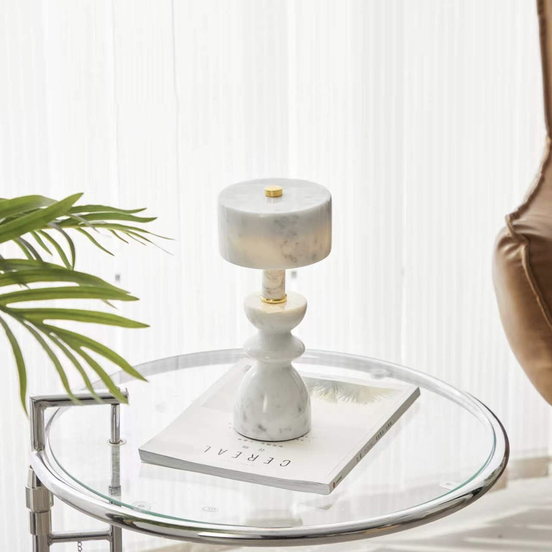 مصباح طاولة LED USB من الألومنيوم الرخامي الحديث والبسيط 