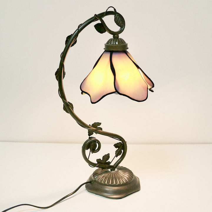 Lampe de table Tiffany Simple Flower Petal en résine avec vitrail 1 lumière 