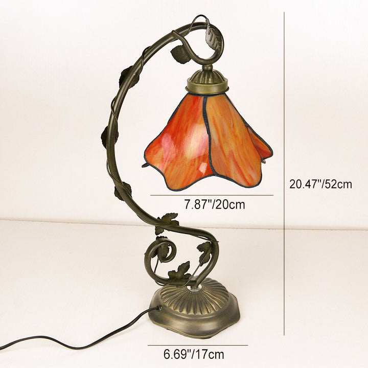 Lampe de table Tiffany Simple Flower Petal en résine avec vitrail 1 lumière 