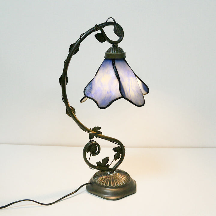 Lampe de table Tiffany Simple Flower Petal en résine avec vitrail 1 lumière 