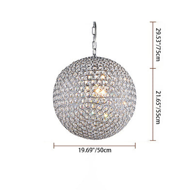 Modern Minimalist Round Iron Crystal 4/5/6 Light Chandelier For Living Room