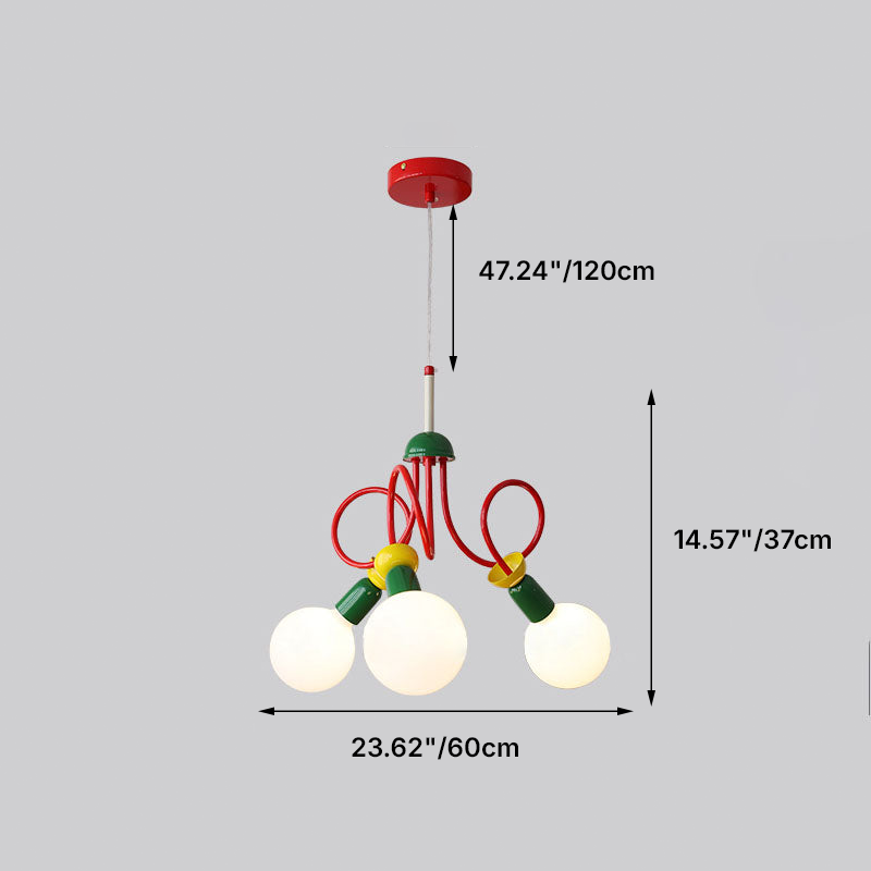 Contemporary Scandinavian Orb Fruit Iron Glass 2/3/5 Light Chandelier For Bedroom