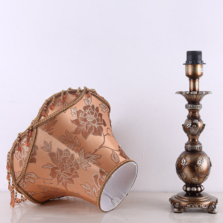 Traditional European Hexagonal Resin Fabric 1-Light Table Lamp For Bedroom